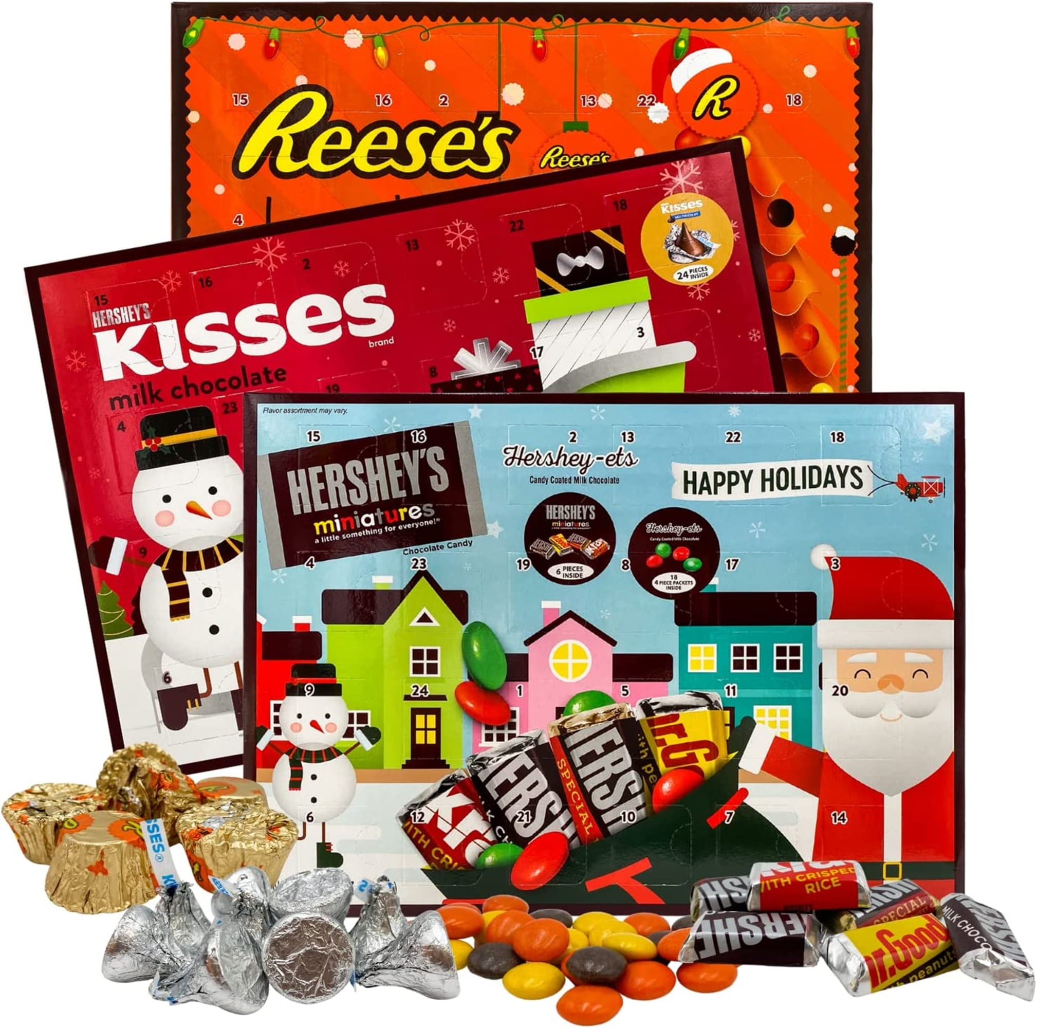 2022 Chocolate Advent Calendar Hershey Christmas Gift Set, Reese's, Kisses,  and Hershey Miniatures, Set of 3 - Walmart.com