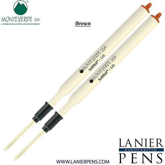 Lanier Combo Pack - 2 Pack - Monteverde Soft Roll Ballpoint L13 Paste Ink Refill Compatible with most Lamy Style Ballpoint Pens - Brown (Medium Tip 0.7mm)