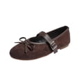 thumbnail image 2 of Women's 2026 Summer Loafers Solid Color Round Closed Toe Closed Back Buckle Accent Soft Sole Slip On Lightweight Cushioned Orthopedic Arch Support Wide Toe Box Comfort Walking Daily Footwear Brown 41, 2 of 9