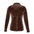 thumbnail image 4 of LYXSSBYX Long Sleeve Shirts for Women Clearance Women's Satin Socket V-Neck Solid-Color Commute Long Sleeve Blouses Shirt Tops, 4 of 4