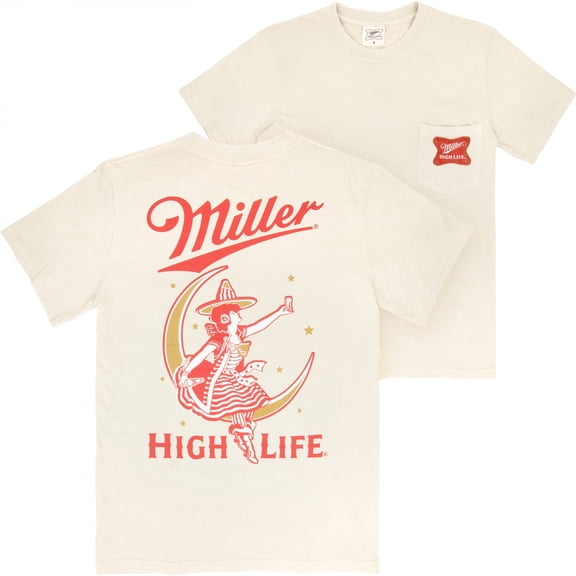 Miller High Life Premium Super Soft Heavyweight Front Pocket Back-Print T-Shirt-XLarge