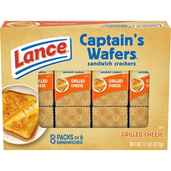 Lance Sandwich Crackers, Captain's Wafer Grilled Cheese, 8 Individual Packs, 6 Sandwiches Each