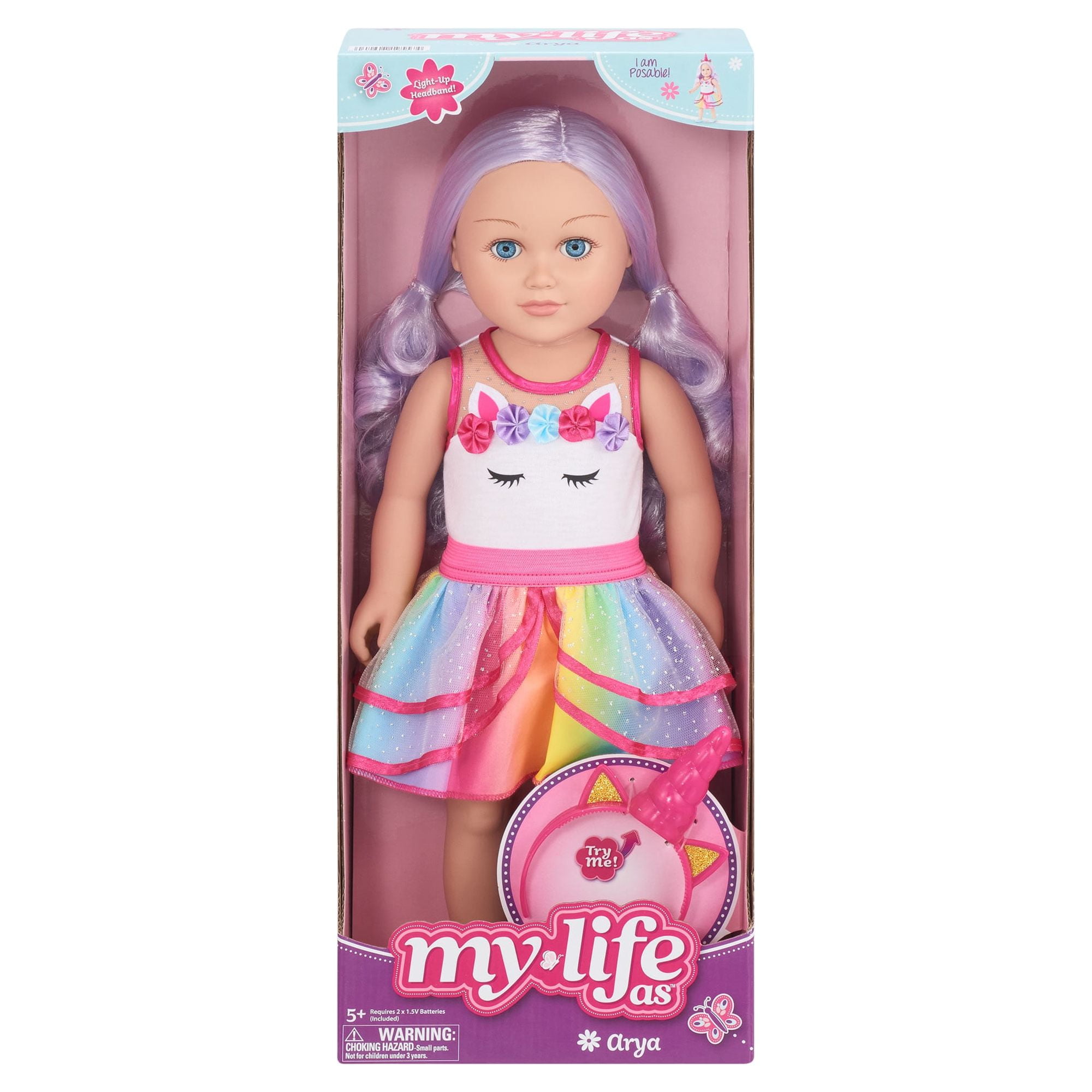 My Life As Destiny Posable 18 inch Doll Purple and Rainbow Hair Purple Eyes