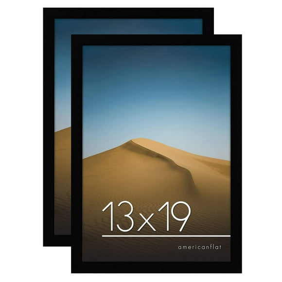 Americanflat 13x19 Picture Frames in Black - Set of 2 - Engineered Wood Photo Frame with Shatter-Resistant Glass and Hanging Hardware for Wall Display