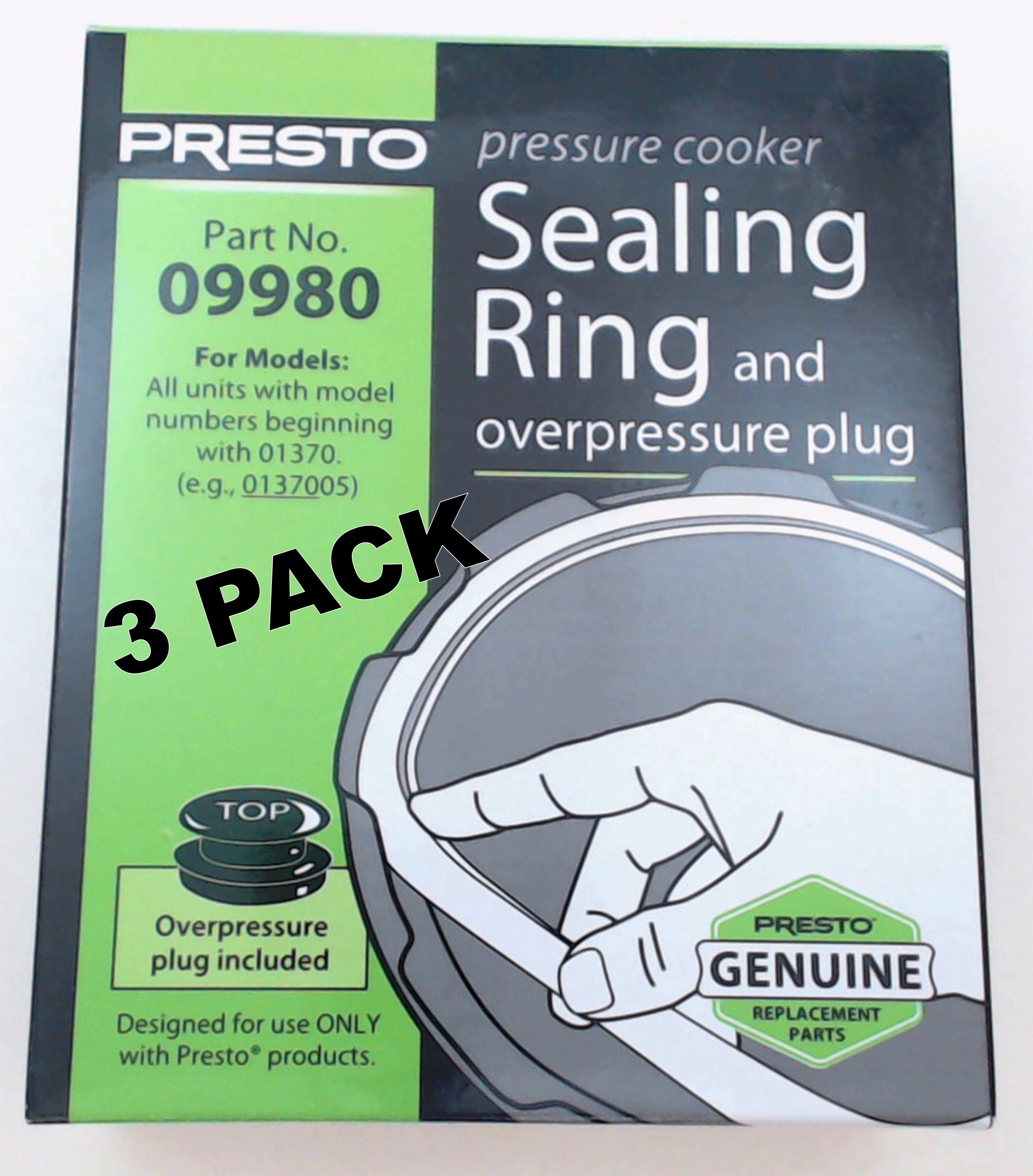 3 Pk, Presto Pressure Cooker Sealing Ring For Models 01370, 09980