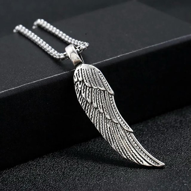 HOOUN Mens Womens Angel Wing Feather Pendant Protection Necklace Silver Box Chain 24"