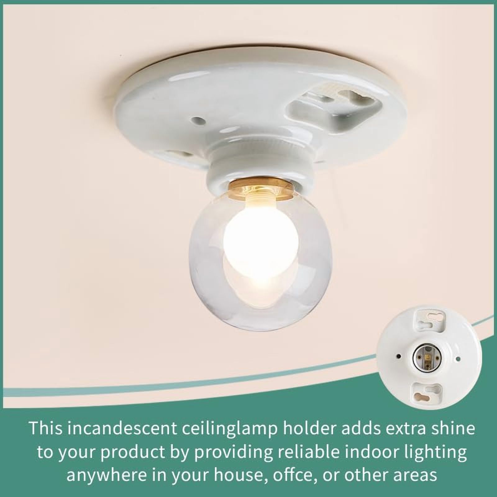LUCKY STAR Porcelain E26 Socket Base - 660W 250V Medium Lampholder With 2 Terminals, White (1 Pack)