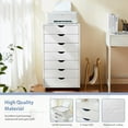 thumbnail image 4 of YEXJ Drawer Chest File Cabinet, Wood Dresser Under Desk Storage, Mobile Printer Stand with Lockable Wheels For Home Office Study, White, 7-Drawers, 4 of 8