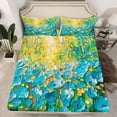 thumbnail image 2 of Manfei Blue Flowers Girl Twin Sheet Sets 3pcs,Spring Garden Twin Fitted Sheet Microfiber,Abstract Oil Painting Breathable Flat Sheet,Ultra Soft Home Decor, 2 of 7