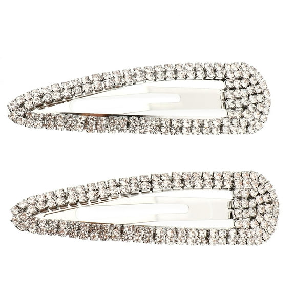 BESTYASH Rhinestone Snap Barrettes for Women Rhinestone Hair Clip Drop Shape 2Pcs