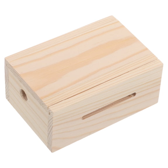 POPETPOP Light Brown Wood Case for 15 Note Mechanism Vintage Carved Decorative Box
