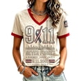 thumbnail image 2 of 9/11 25th Anniversary Shirt Womens Shirts 911 We Will Never Forget Patriotic American Flag Memorial Graphic T-Shirt Beige S, 2 of 4