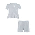 thumbnail image 3 of Doomiva Kids Shiny Jazz Disco Outfit Hip Hop Dance Peplum Top with Shorts Set for Hip-hop Cheerleading White 9-10, 3 of 6