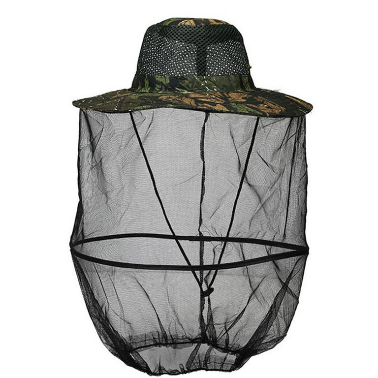 Outdoor Camo/Camouflage Large 13.7 inch Brim Beekeeper Beekeeping  Anti-Mosquito Bees Bee Bug Insect Fly Mask Cap Hat with Head Net Mesh Face