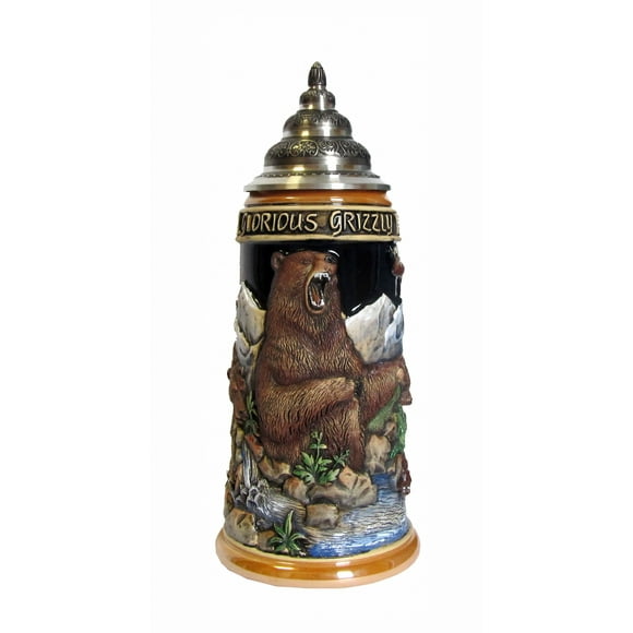 German Beer Stein Glorious Grizzly 0.75 liter tankard, beer mug KI 956 0,75L