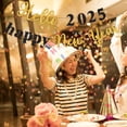 thumbnail image 4 of 3 piezas de banderines brillantes con letras de Feliz Año Nuevo, fáciles de colgar, crean un ambiente vibrante, decoraciones para fiestas, banderines duraderos, 4 of 5