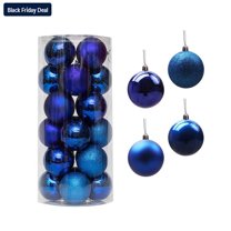 WJSXC 24Pcs Christmas Balls Christmas Tree Ornaments Pendent Hanging Balls - Christmas Decorations Balls for Home Holiday Party 1.57" Blue
