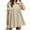 Beige, variant on Womens Babydoll Mini Dress Color Block V Neck Short Sleeve Lapel Shirt Dress Summer Casual Beach Sundress Lightning Sales Hot Pink L