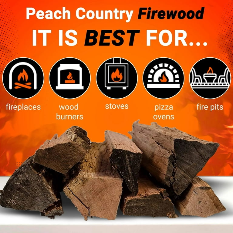 Seasoned Firewood by Home and Country USA. Hardwood, Kiln Dried Firewood for Outdoor Fire Pits, Wood Burning Stoves, and Campfires. 25 lb