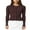 Dark Brown, variant on Gupgi Women Knit Cardigan Autumn Sweater Solid Color Long Sleeve Round Neck Button Up Ribbed Knitwear