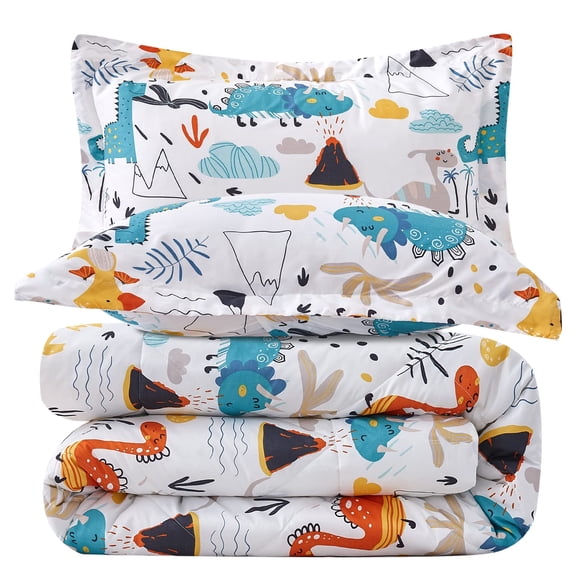 JSD Ensemble de Douillette pour Enfants Dinosaure Format Simple, 2 Pcs Douillette Douce et Légère pour Garçons et Filles avec Taie d'Oreiller Lavable à la Machine