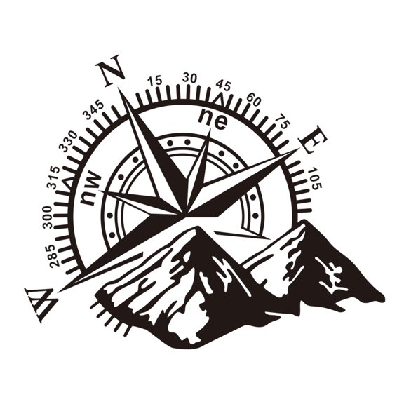 AREALER Mountain Compass Stickers Decal,Waterproof Vinyl Auto Body Side,Window, Hood Decal Car Stickers for Wrangler SUV