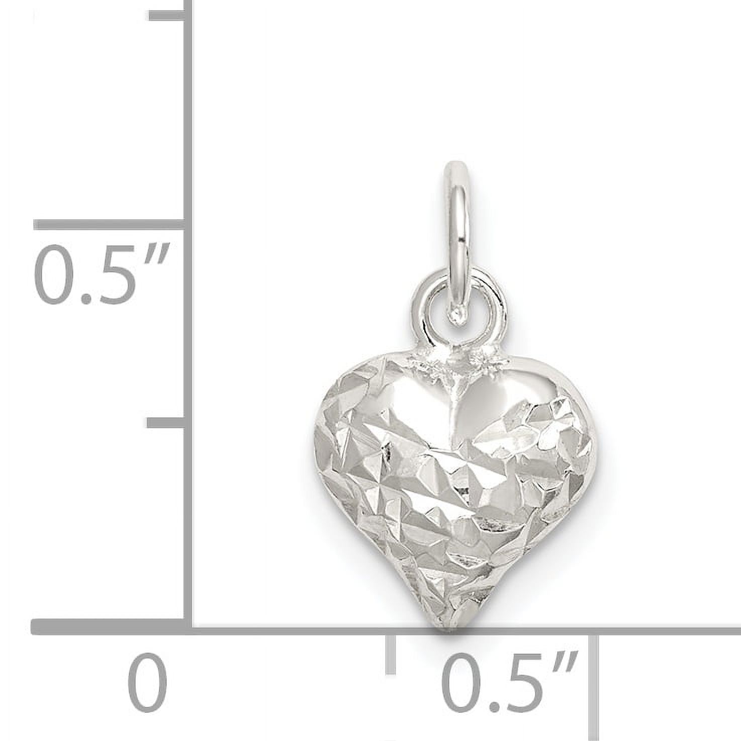 Sterling Silver Polished Diamond-cut Puff Heart Charm QC8467