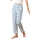 thumbnail image 4 of Pantalones de pijama de algodón a cuadros para mujer con cintura elástica y bolsillo, pantalones de lounge largos XL a cuadros azules, 4 of 6