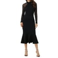 thumbnail image 1 of Unique Bargains Robe Élégante en Maille Transparente à Manches Longues pour Femmes Noir TG, 1 of 6