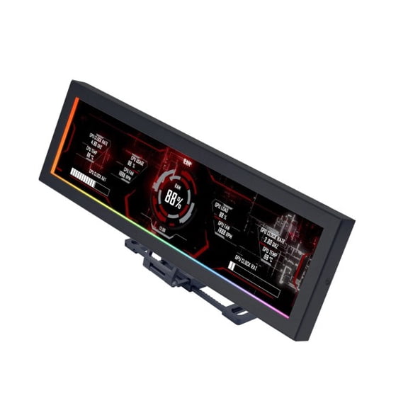Lian Li SM088X 8.8" Universal Screen for PC - Dynamic Screen Control - Adjustable Mounting for Any Computer Setup - Customizable ARGB Frame - PC Temperature Display Panel - Mini Monitor (US88v1 Black)