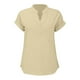 thumbnail image 4 of Vestidos Casuales Para Mujer, Blusas De Mujer De Moda Suéter de mujer de color liso de imitación de lino y lino con hombros descubiertos y cuello en V de manga corta a la moda, 4 of 5