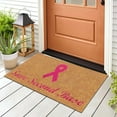 thumbnail image 4 of Cancer Awareness Doormat - Pink Ribbon, Non-, Washable, Polyester, Indoor/Outdoor Entrance Gift, 4 of 6