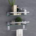 thumbnail image 1 of Repisas para Baño Vidrio Repisas Flotantes De Pared Barra de La Toalla Estante Organizador Baño A Prueba de óxido Cristal Plata 2 Unidades, 1 of 7