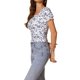thumbnail image 4 of INSPIRAR CHIC Blusa Cortada de Manga Corta con Fruncido y Estampado Floral para Mujer M Rosa Azul, 4 of 6