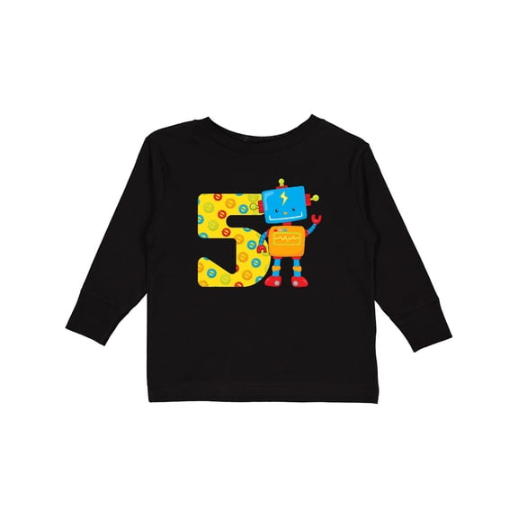 Inktastic This Robot is Five Fifth Birthday Boys or Girls Long Sleeve Toddler T-Shirt