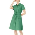 thumbnail image 6 of INSPIRE CHIC Women's Fit and Flare Collar Pocket Elastic Waist Mini Dress XL Green, 6 of 9
