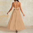 thumbnail image 2 of Misright Women's backless dress, V-neck long dress, A-line high-waisted dress, 2 of 10