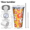 thumbnail image 4 of 16oz Tumblers Pioneer Flower Floral Print Pattern Stainless Steel Vacuum Insulated Double Wall Travel Tumbler Cups Mug with Lid and Straw,Cleaning Brush for Coffee,Tea, 4 of 4