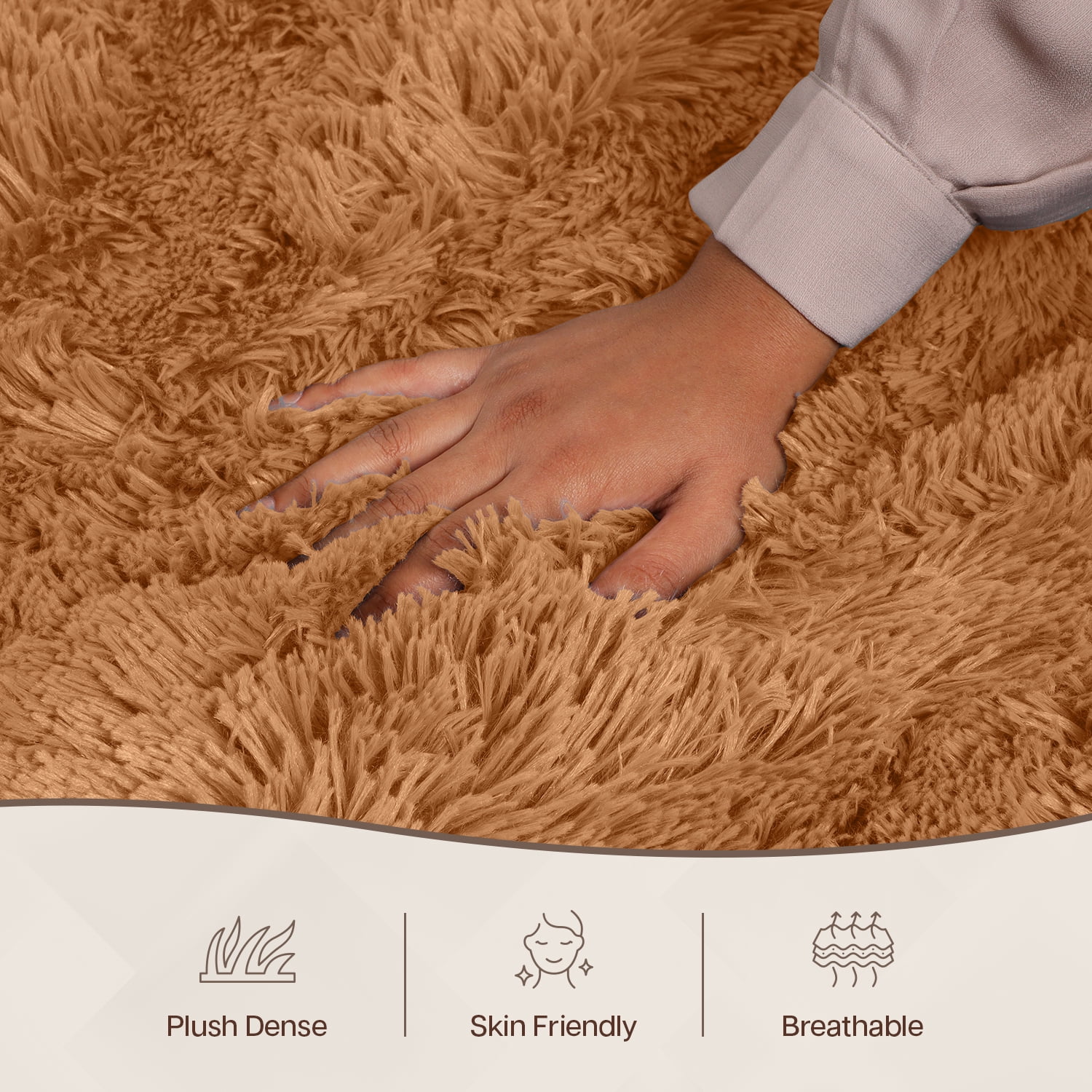 Moonlight20015 Area Rug 4x4ft non-slip Soft Fluffy Shaggy for Living Room Bedroom Décor Beige