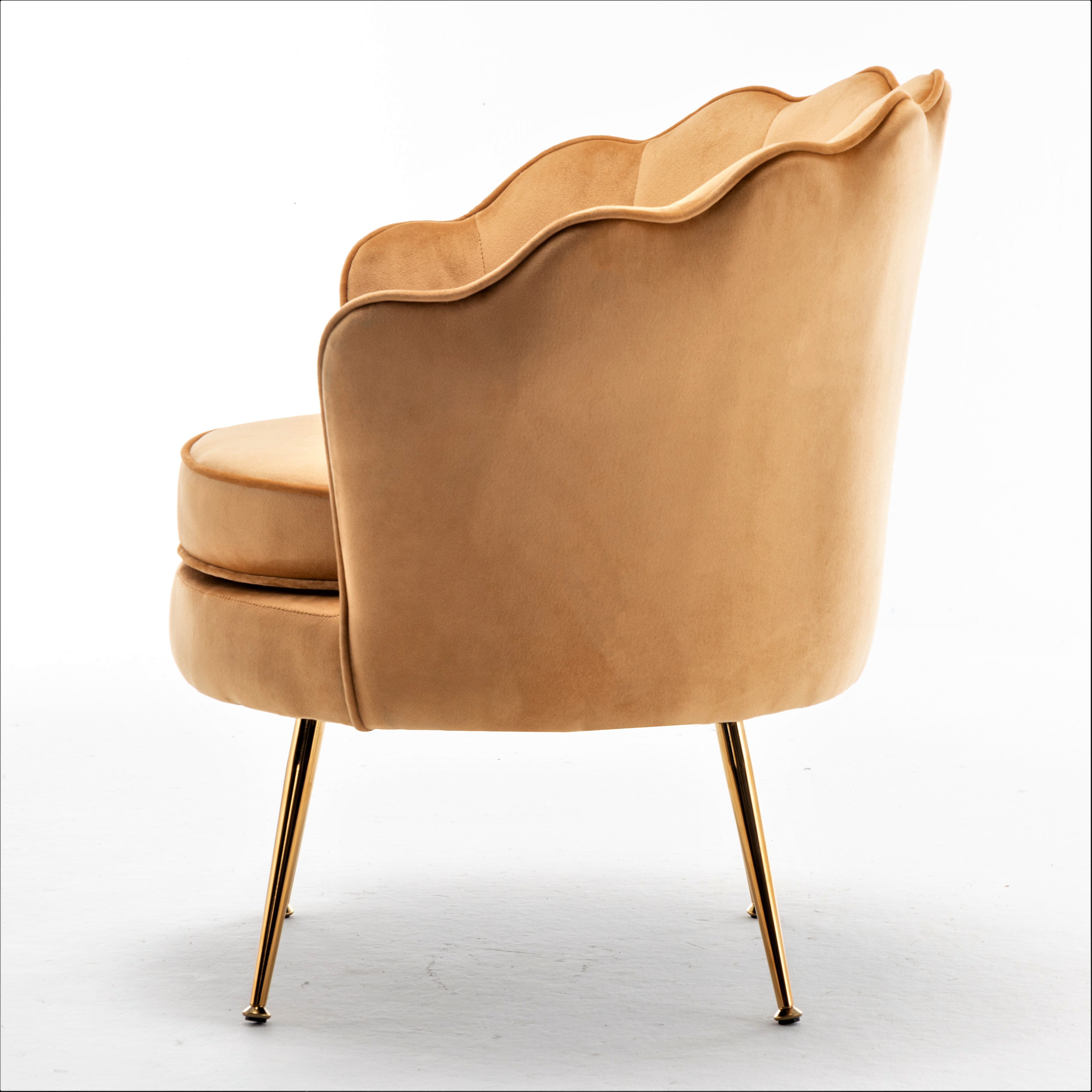 US Pride Furniture Cavett 28.3" Wide Velvet Barrel Chair with Gold Metal Legs, Mustard Yellow