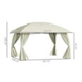 thumbnail image 2 of 10' x 13' Patio Gazebo Canopy, Double Vented Roof, Steel Frame, Curtain Sidewalls, Outdoor Sun Shade Shelter for Garden, Lawn, Backyard, Deck,, Beige, 2 of 9