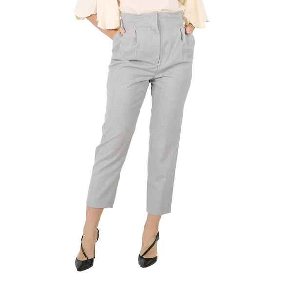 Burberry Ladies Heather Melange Cutout Detail Wool Tailored Trousers, Brand Size 6 (US Size 4)