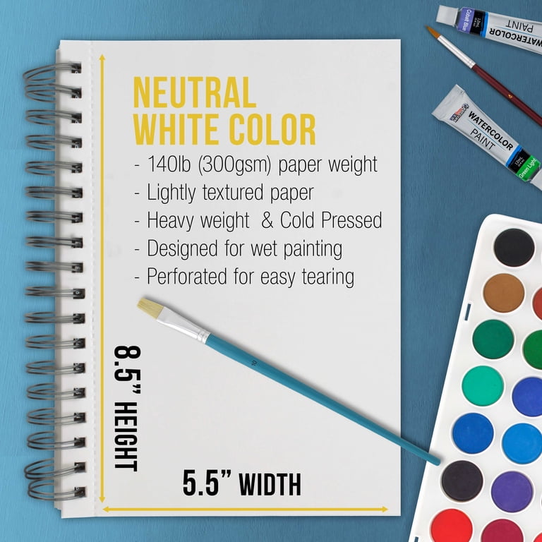 U.S. Art Supply Watercolor Paper Pad, 5.5" x 8.5", 3-Pack photo 3
