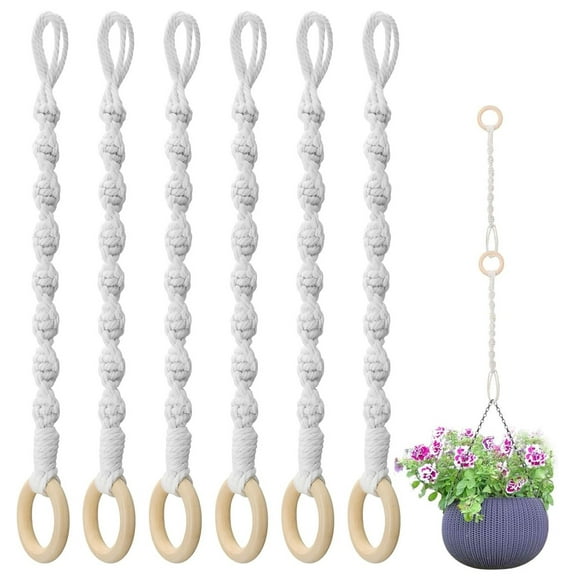 6 Pack Adjustable Plant Hanger Extenders,Happon Thickened Rope Hanging Plant Extender,Plant Hanger Extender for Indoor Outdoor Plant Pot Holder Home Decoration (Beige)