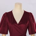 thumbnail image 3 of Oksale Robes d'Invitée de Mariage pour Femmes Élégantes Formelles à Col en V Croisé Robe Maxi avec Ceinture à Manches Courtes Robes de Soirée Couleur Unie Tenues Longueur au Sol 2026 Bordeaux m, 3 of 8