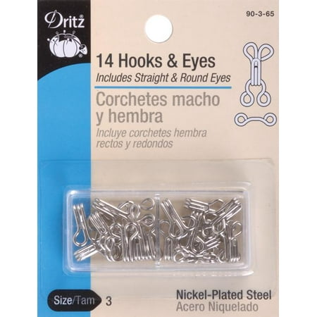 - Dritz Hooks & Eyes 14/Pkg-Nickel Size 3