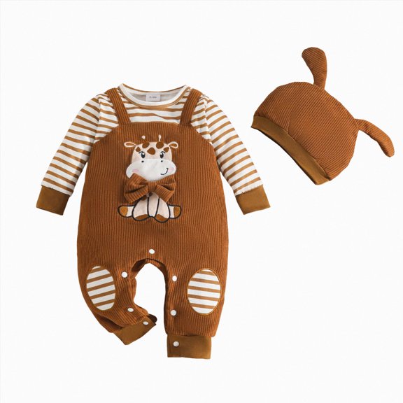 Gubotare Baby Boy Clothes Newborn Hoodie Romper Fall Winter One-piece Outfit Infant Cute Cartoon Clothing Set 0-18 Months