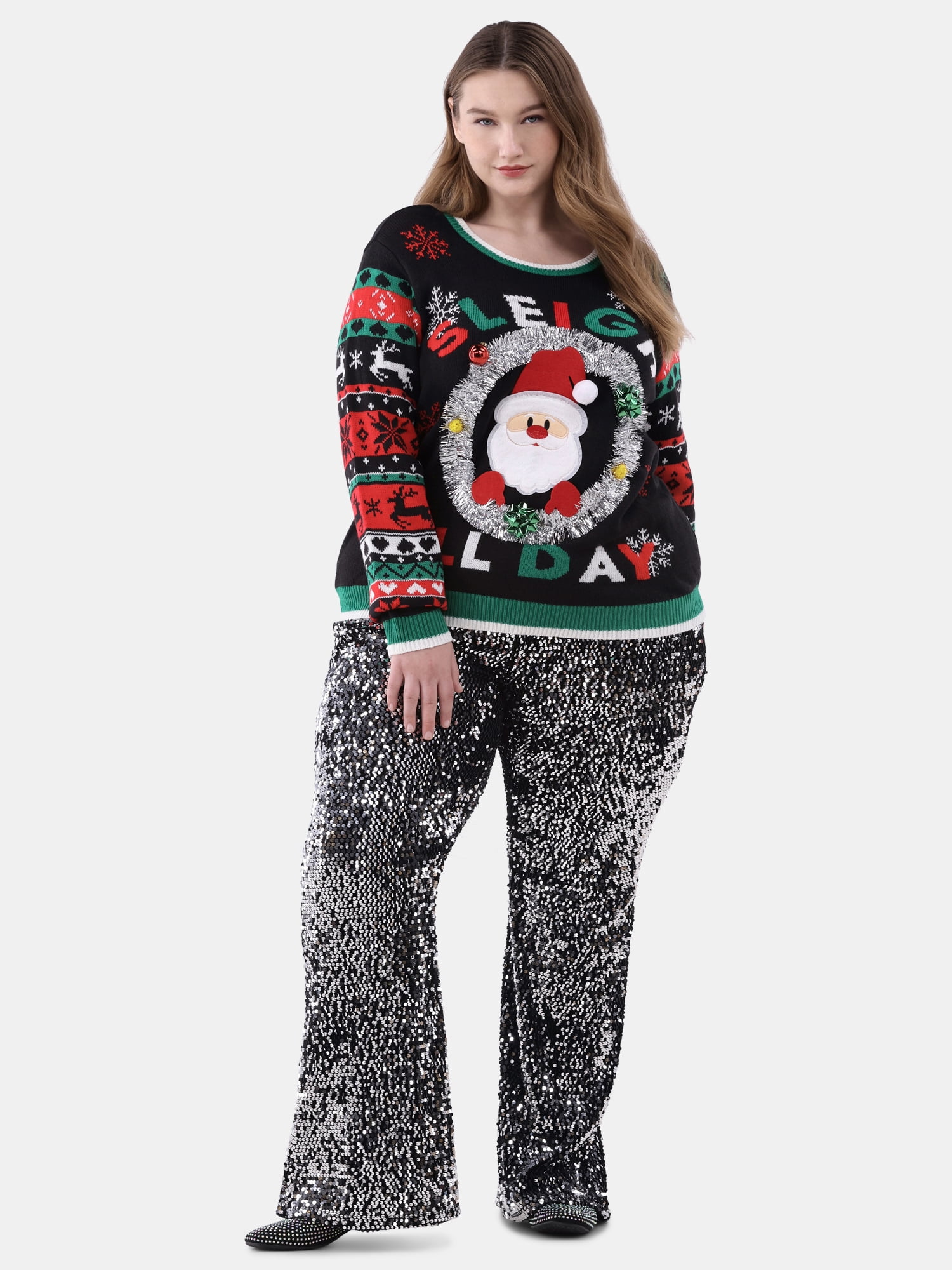 No Boundaries Christmas Sweater, Midweight, Women's and Women’s Plus
