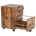 thumbnail image 3 of Pemberly Row 3-Drawer Engineered Wood Rolling File Cabinet with Lock in Brown, 3 of 8