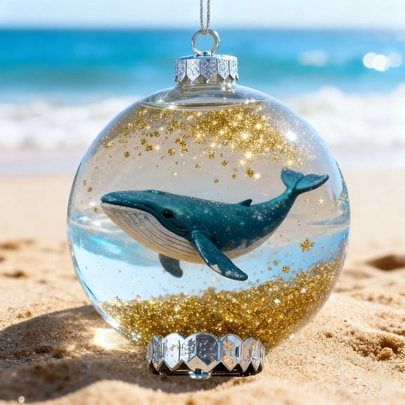 2D Acrylic Christmas Ball Ornaments Marine Animal Hanging Pendant Ocean Coral Sea Creature Baubles Coastal Beach Themed Hanging Decor for Xmas Tree Holiday Home Party Decoration